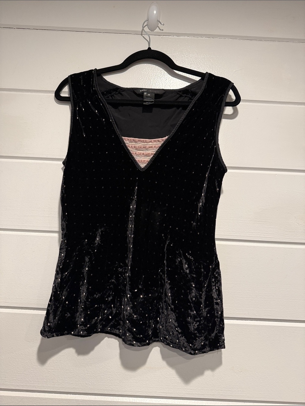 Marc Jacobs Black Velvet V‑Neck Tank Top     size - 10
